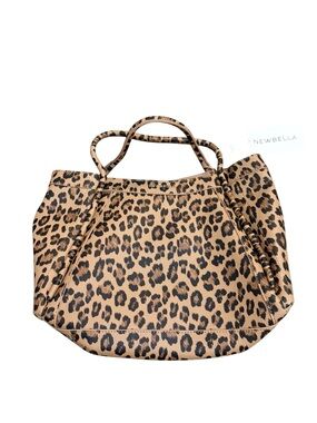 Leopard Print Mini Tote Bag - Tan/Black